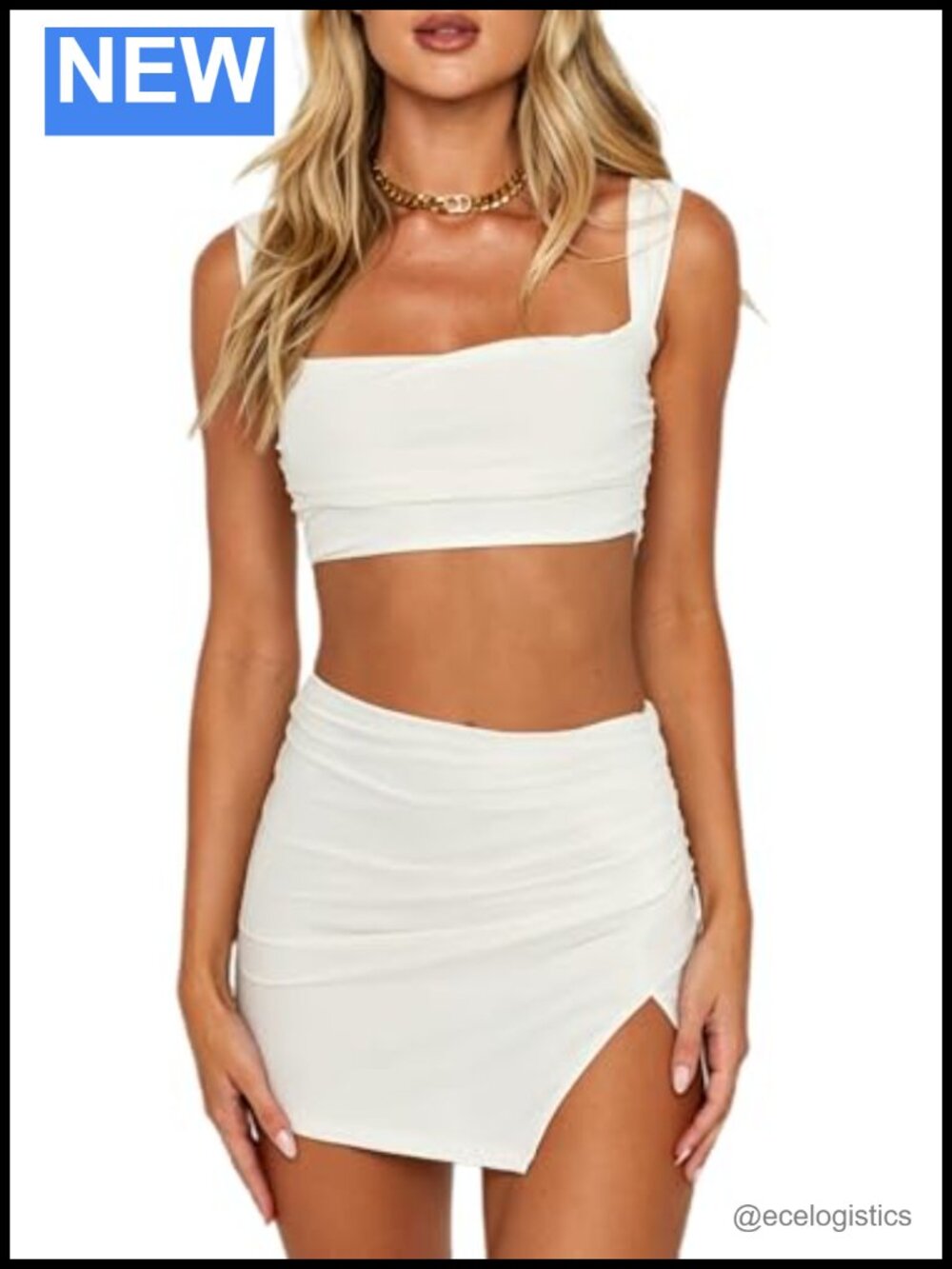 Women's 2 Piece Skirt Set Sleeveless Crop Top Bodycon Mini Skirt Ruched Strappy